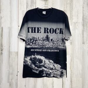 San Francisco The Rock Alcatraz Graphic Tee Black Unisex Boxy T-Shirt Size L